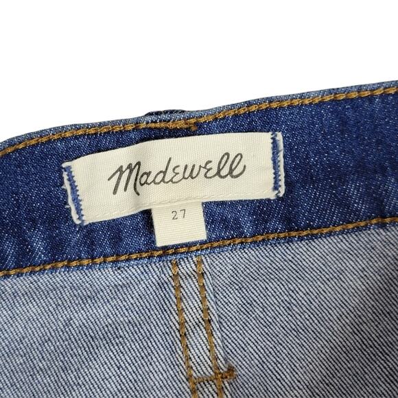 Madewell Cut Off Frayed Step Hem Denim Mini Skirt Size 27 - Picture 3 of 10